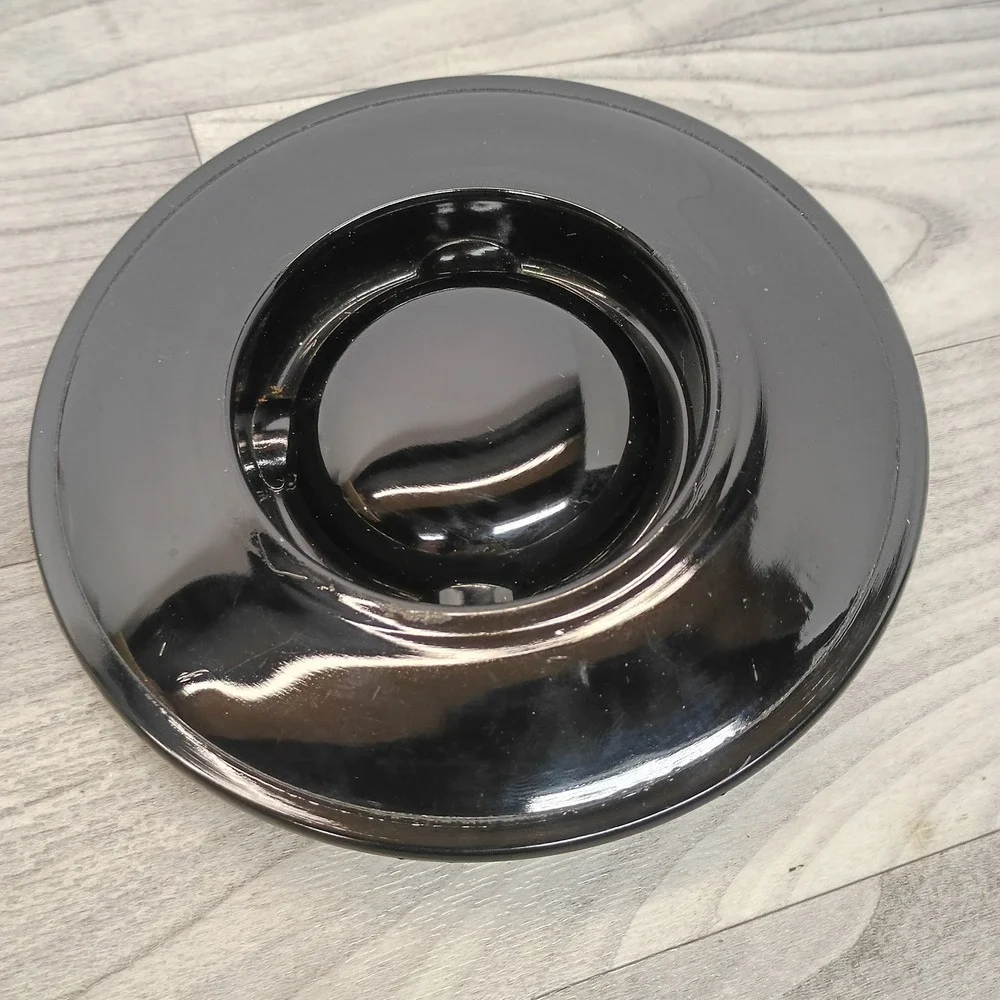 Vintage Black Amethyst Glass Round Ashtray w/3 Cigarette Rests